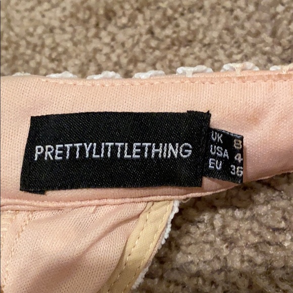 PrettyLittleThing White/Nude Halter top Lace Dress - Picture 3 of 8